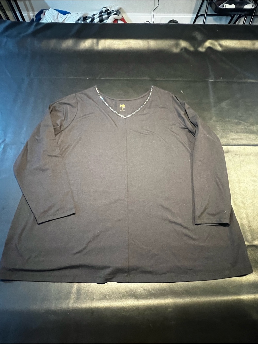 Belle by Kim Gravel Embellished V-Neck Long Sleeve Shirt Plus Size 3X